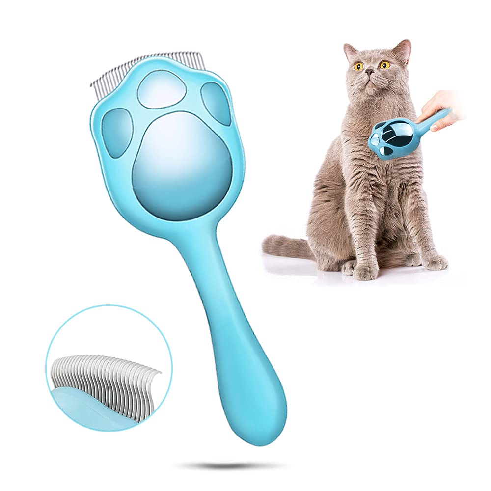 Cat Comb/Deshedding Brush, Pet Short & Long Hair Removal Massaging Shell Comb for Grooming & Shedding, Massage Dematting Tool for Pets & Dogs & Cats & Puppy Rabbit. Blue - PawsPlanet Australia