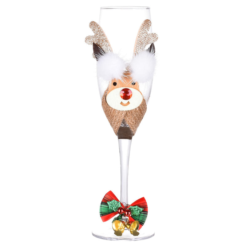 Litiny Christmas Champagne Flute Christmas Decoration Christmas Gift,8 Ounce (Reindeer) Reindeer - PawsPlanet Australia