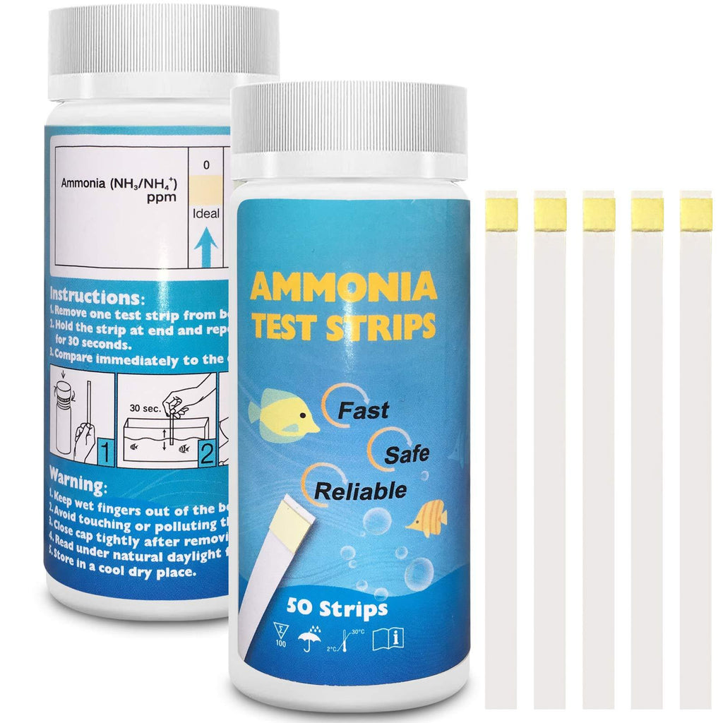 FUNSW Aquarium Test Strips, Water Tester for Fish Tank and Pond, Freshwater and Saltwater Testing Kits to Test Ammonia, Fast and Easy Ammonia Strip Ammonia-50PCS - PawsPlanet Australia