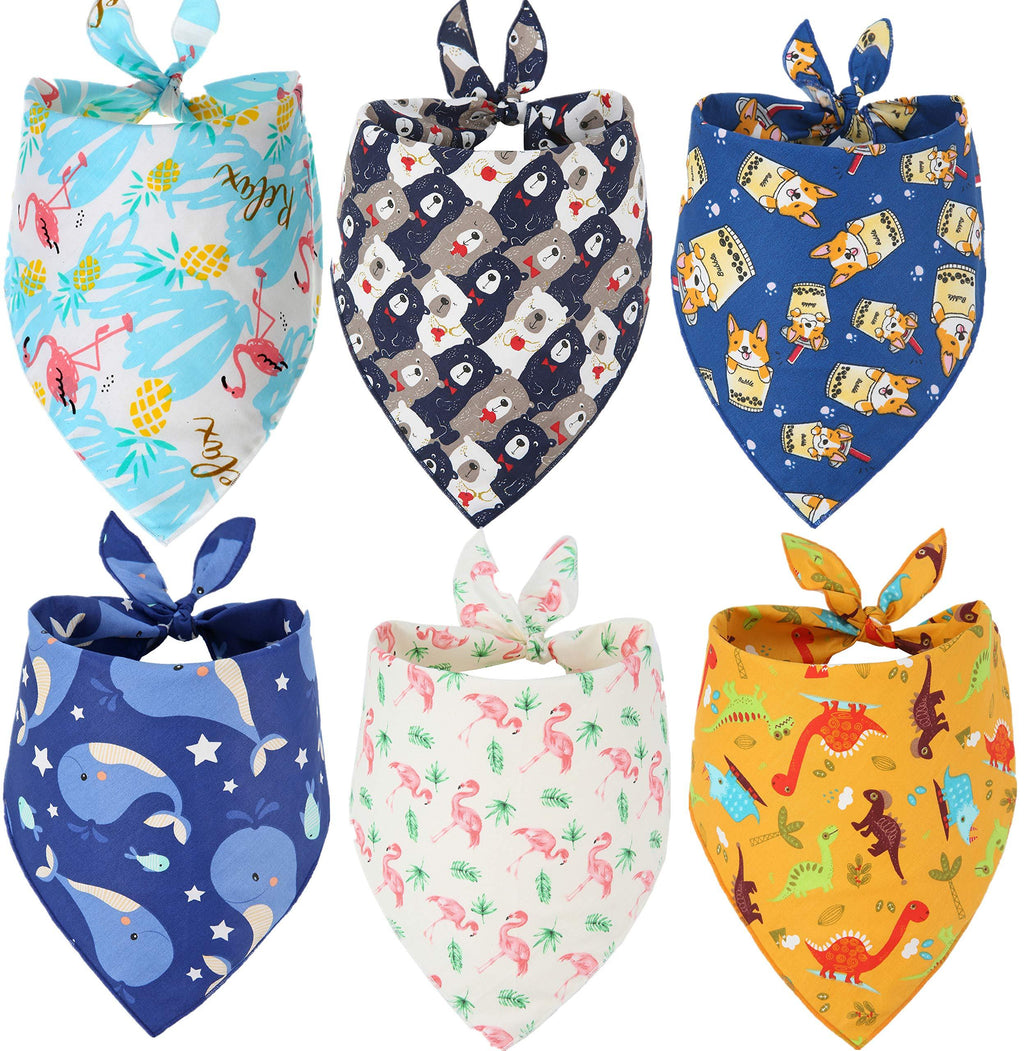 Cute Dog Bandana 6 Pack with Animal Pattern - Soft Puppy Triangle Scarfs for Pet Boy & Girl - PawsPlanet Australia