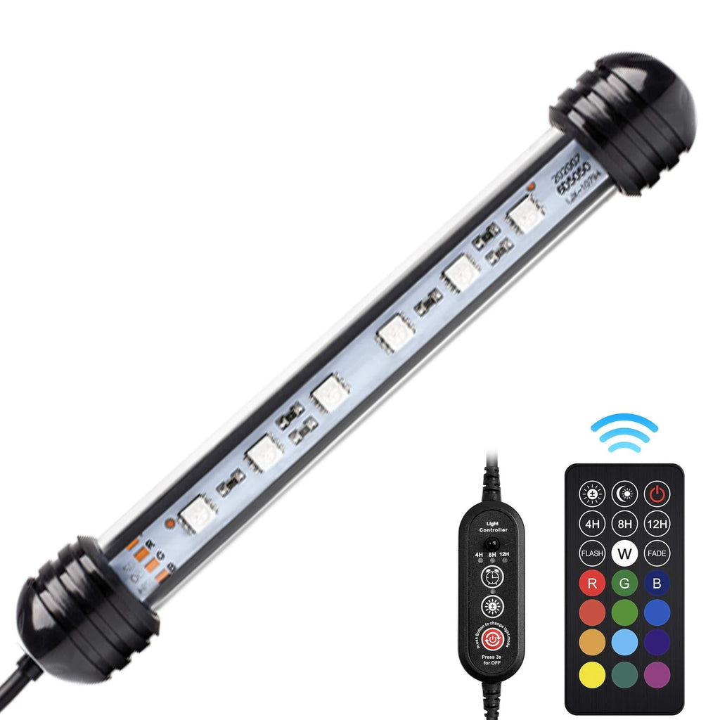 NICREW Submersible RGB Aquarium Light, Underwater Fish Tank Light with Timer Function, Multicolor LED Light with Remote Controller, 7 Inches 7 inch - PawsPlanet Australia