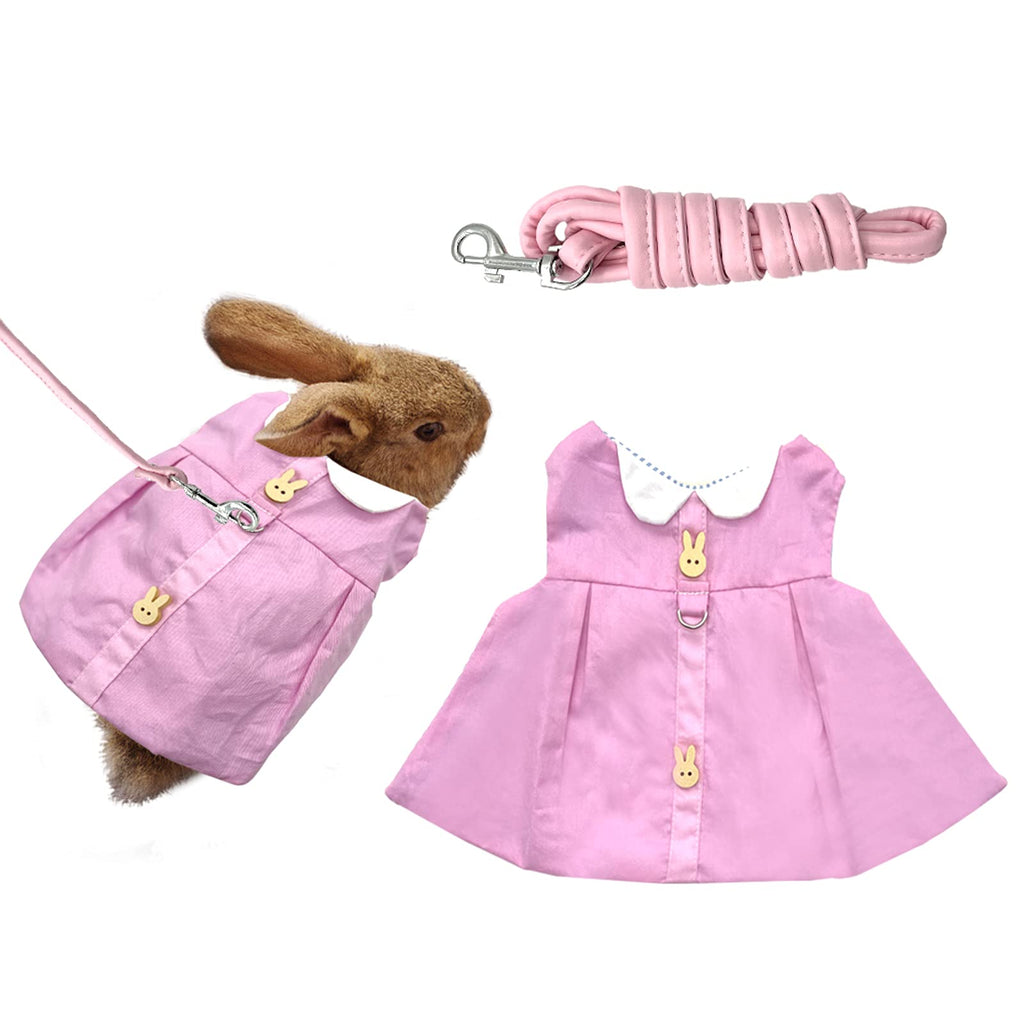 Rabbit Harness and Lead Set Cute Pink Harness Soft Cotton Anti-breakaway Harnesses for Dwarf Rabbit Medium - PawsPlanet Australia