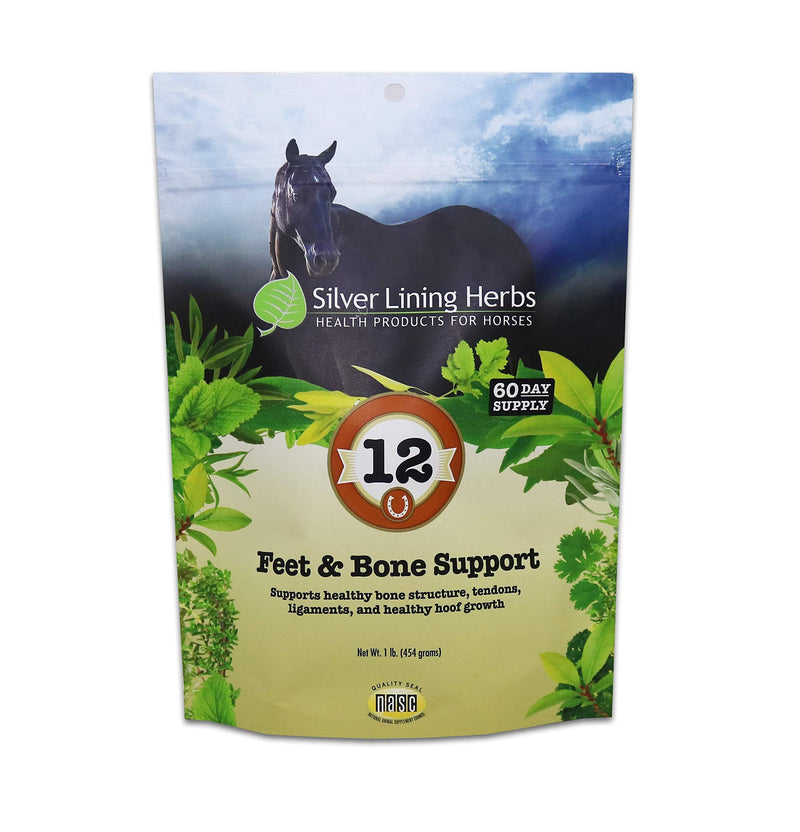 Silver Lining Herbs 12 Equine Feet and Bone Support - Supports Healthy Horse Hoof Growth - Helps Support Healthy Bones, Tendons and Ligaments - Made with Natural Herbs - 1 lb Bag - PawsPlanet Australia