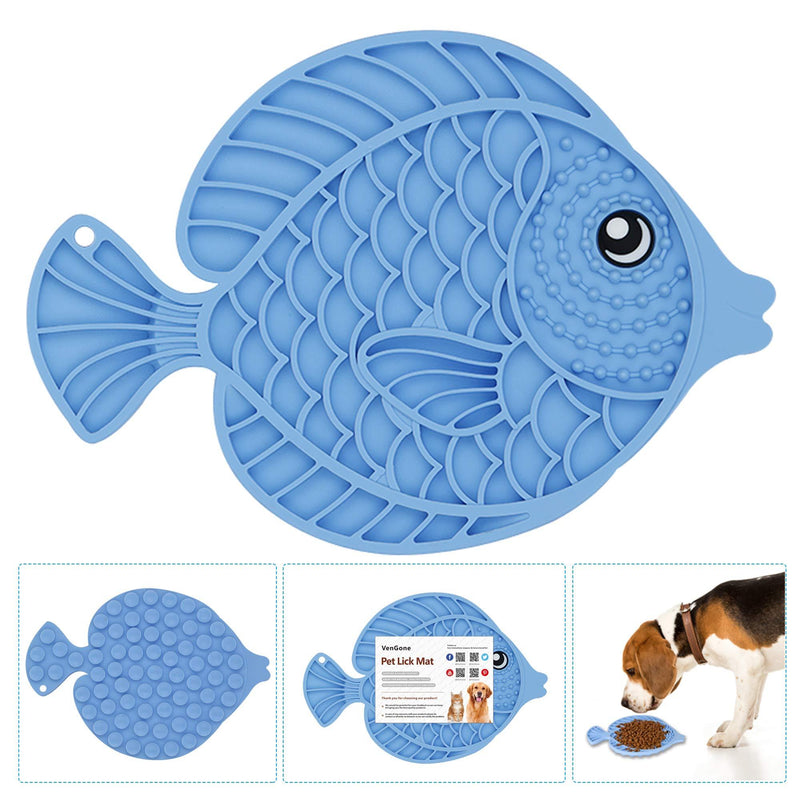 VenGone Lick Mat for Dogs & Cats with Strong Suction Cups, Dog Slow Feeders for Boredom and Anxiety Reduction, Dog Lick Pad for Pet Bathing, Grooming, and Dogs Training, Alternative Snuffle Mat 1PC BLUE - PawsPlanet Australia