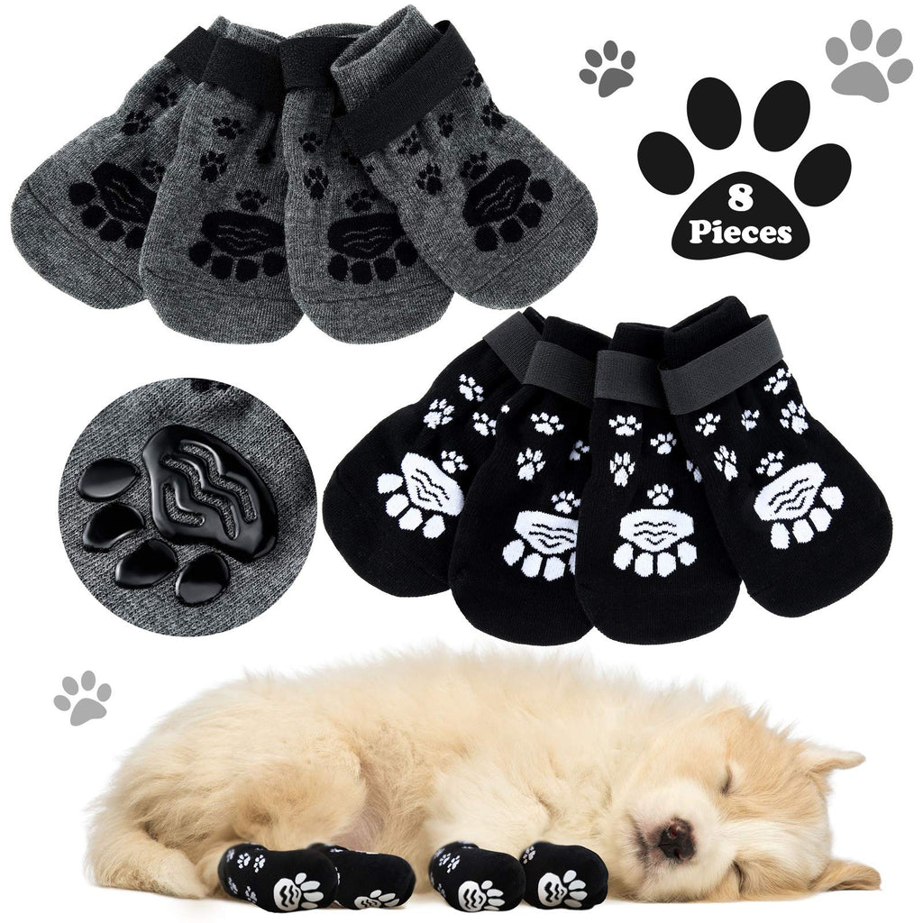 8 Pieces Anti Slip Dog Socks Non-Slip Dog Socks with Adjustable Strape Traction Control for Indoor on Hardwood Floor Wear - PawsPlanet Australia