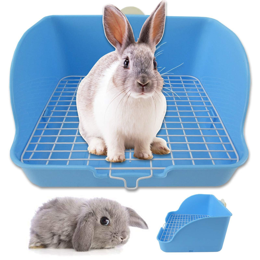 Yunhoo Rabbit Litter Box, Bunny Litter Box, Litter Box for Rabbit Guinea Pig Litter Box Large Rabbit Litter Box for Hamster, Adult Guinea Pigs, Chinchilla, Ferret, Small Animals Blue - PawsPlanet Australia