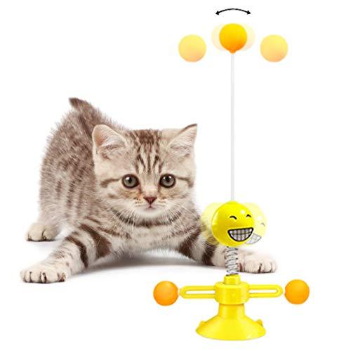 GOSEEK Windmill Cat Toy withTurntable, Interactive Cat Toys , Cat Toys for Indoor Cats with Suction Cup, Cat Springs Teasing Stick, Wand Tumbler Toys with Feather and Ball - PawsPlanet Australia