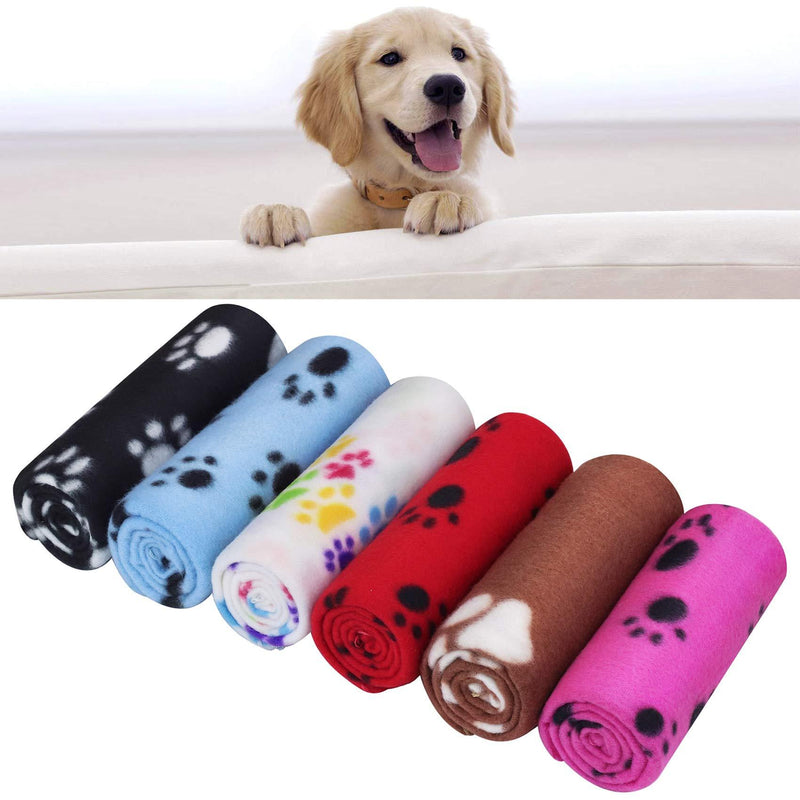 AK KYC 6 Pack Dog Blanket 24"x28" Mixed Blanket for Puppy Cushion Fleece Blankets Dog Cat Pet Sleep Mat Pad Bed Cover with Paw Print Kitten Soft Warm Blanket for Animals 6 pack-B(24x28 inches) - PawsPlanet Australia