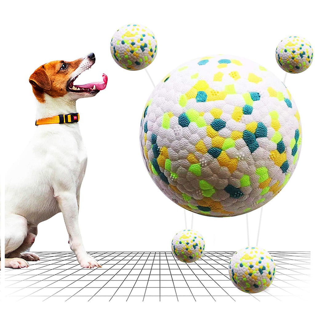 Lightweight Dog Ball for Throwing, Indestructible Dog Ball Toy for Large, Medium Dogs and Puppies, Dog Balls for Water, Jumping, Fetch, Toss and so on Green Dots - PawsPlanet Australia