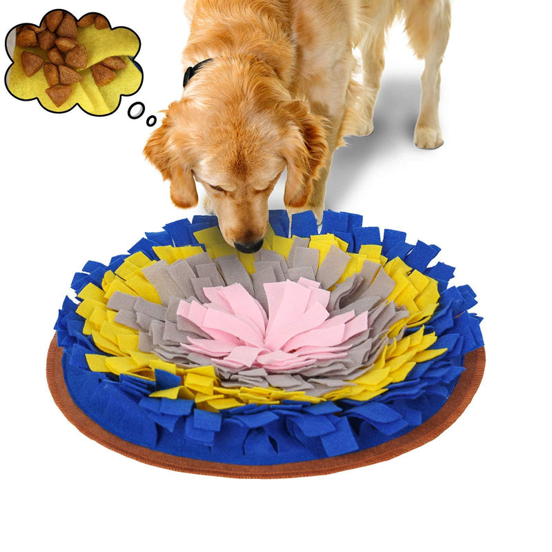 Dog Snuffle Mat, Pet Feeding Mat, Dog Treat Dispenser, Pet Puzzle Toy Sniffing Training Pad Activity Blanket for Dog, Release Extra Energy of Dog to Protect Furniture Couch from Dog Bites, Round - PawsPlanet Australia
