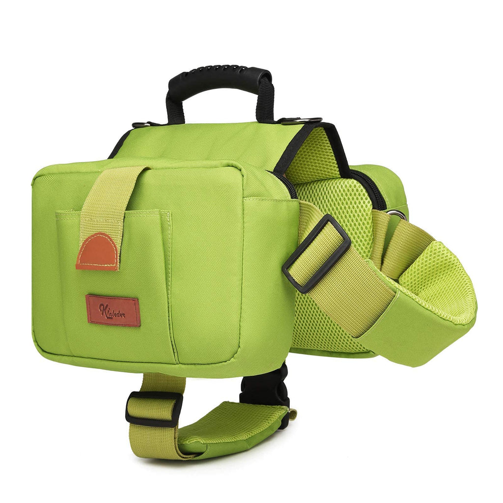 Kinleder Dog Backpack Strong Polyester Harness Backpack with 2 Capacious Side Pockets & Adjustable Strap for Outdoors Hound Travel Camping Hiking Medium Large Dogs Apple green - PawsPlanet Australia