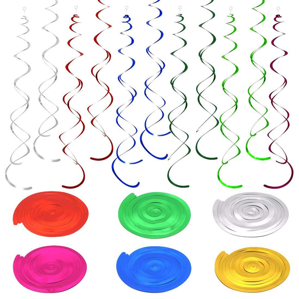 Swirl Decorations 36 Pack Foil Ceiling Hanging Party Swirl Decorations for Christmas Party Wedding Graduation Baby Shower Decorations - PawsPlanet Australia