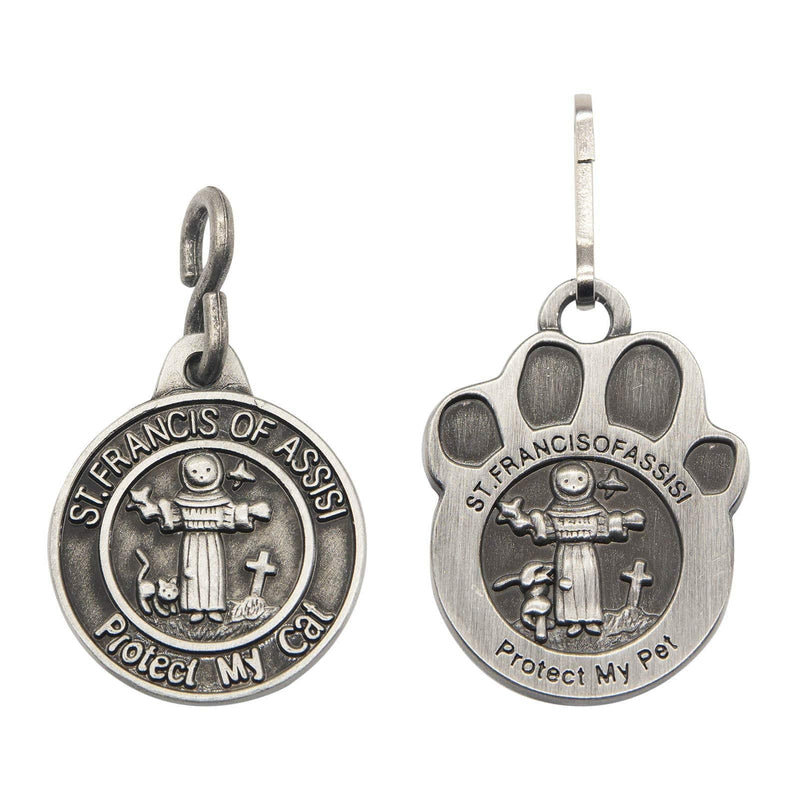 Pet Tags Engraved 2 Packs St Francis of Assisi Dogs Cats Medal Pendant Collar Charm Protect My Pet - PawsPlanet Australia
