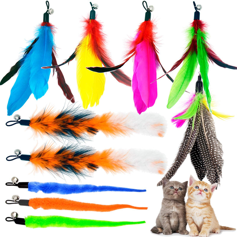 Cat Feather Toys Replacement Cat Toy Wand Refills, 10 PCS Natural Bird Feathers Refills, Cat Toy Replacement Feather for Cat Wand - PawsPlanet Australia