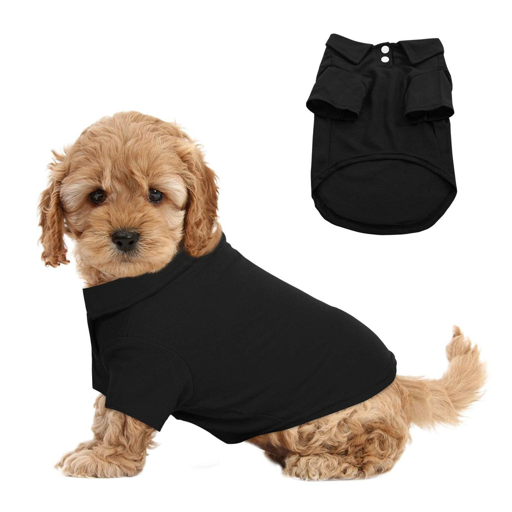 SAWMONG Dog Shirt Pet Puppy Blank Clothes Breathable Dog Plain Polo T-Shirt Outfits Clothes for Small, Medium Dogs Cats Black - PawsPlanet Australia