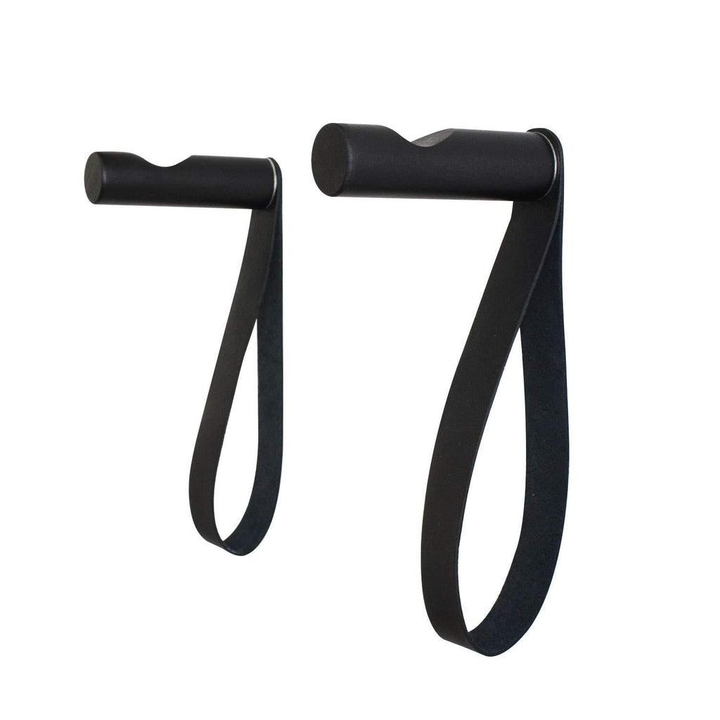 Cloudnola Hook Me Single Coat and Accessory Hook, Set of 2, Black Solid Wood and Leather, Perfect for Coats, Bags, Scarves, Dog Leashes and More - PawsPlanet Australia