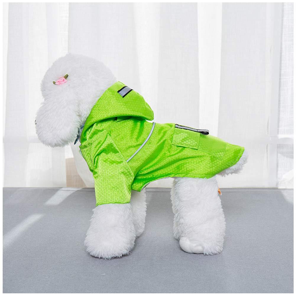 Hotumn Dog Raincoat Leisure Waterproof Dog Clothe Adjustable Dog Reflective Raincoat for Small Dogs Cats (Green,Small) green - PawsPlanet Australia