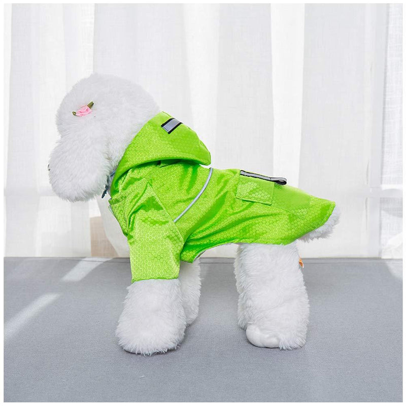 Hotumn Dog Raincoat Leisure Waterproof Dog Clothe Adjustable Dog Reflective Raincoat for Small Dogs Cats (Green,Small) green - PawsPlanet Australia