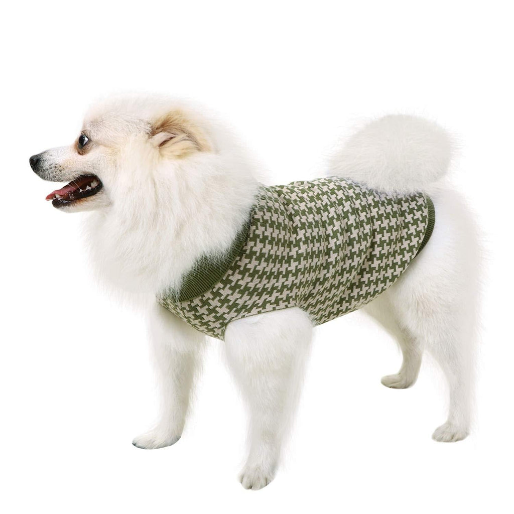 Forthcan Dog Sweater Apparel Classic Cable Soft Thickening Warm Knitwear Clothes for Small Dogs Cats Pet Dog Cat Clothes Spring and Autumn Green S - PawsPlanet Australia