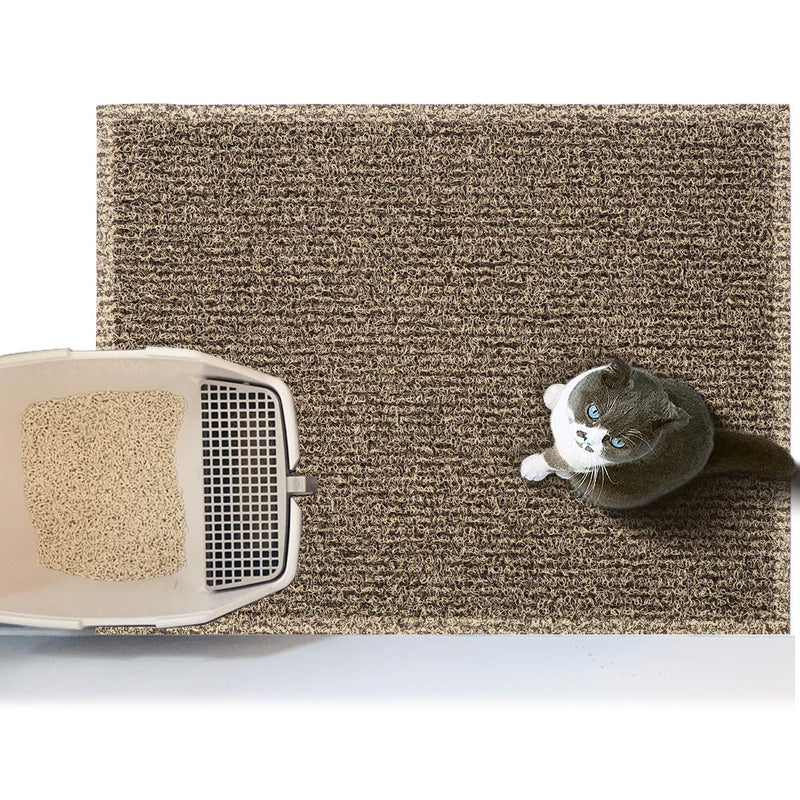 Asvin Thick Premium Cat Litter Mat, Soft on Pet Paws, Traps Litter and Dirt from Kitty, Water Resistant, Scatter Control, for Litter Box, Indoor, Room 24" x 15" Brown - PawsPlanet Australia