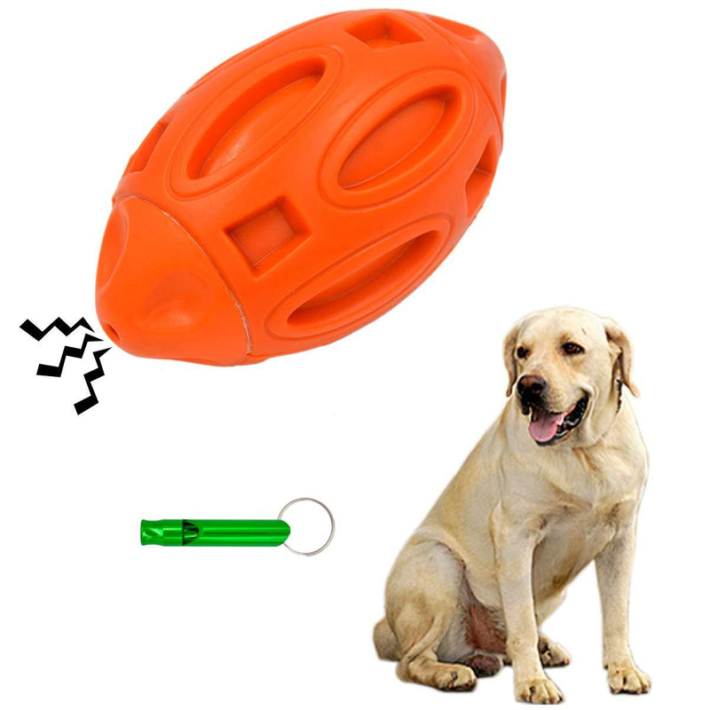 TIENAILING Squeaky Dog Ball Toys for Aggressive Chewers Natural Rubber Pet Toys Dog Squeaking Interactive Toy Dog Training Ball Tough Dog Chew Toys Ball for Medium and Large Breed (Orange) Orange - PawsPlanet Australia