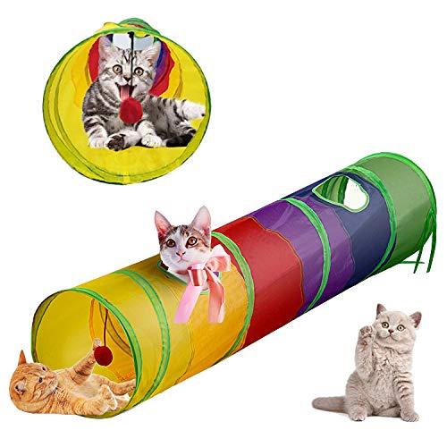 D&Y Cat Tunnel for Indoor | Collapsible Rainbow Cat Kitty Tunnel | Pet Toys Play Tunnels for Cat Kitty Puppy Rabbit Kitten | 5 Way, 47.2" x 9.8" - PawsPlanet Australia