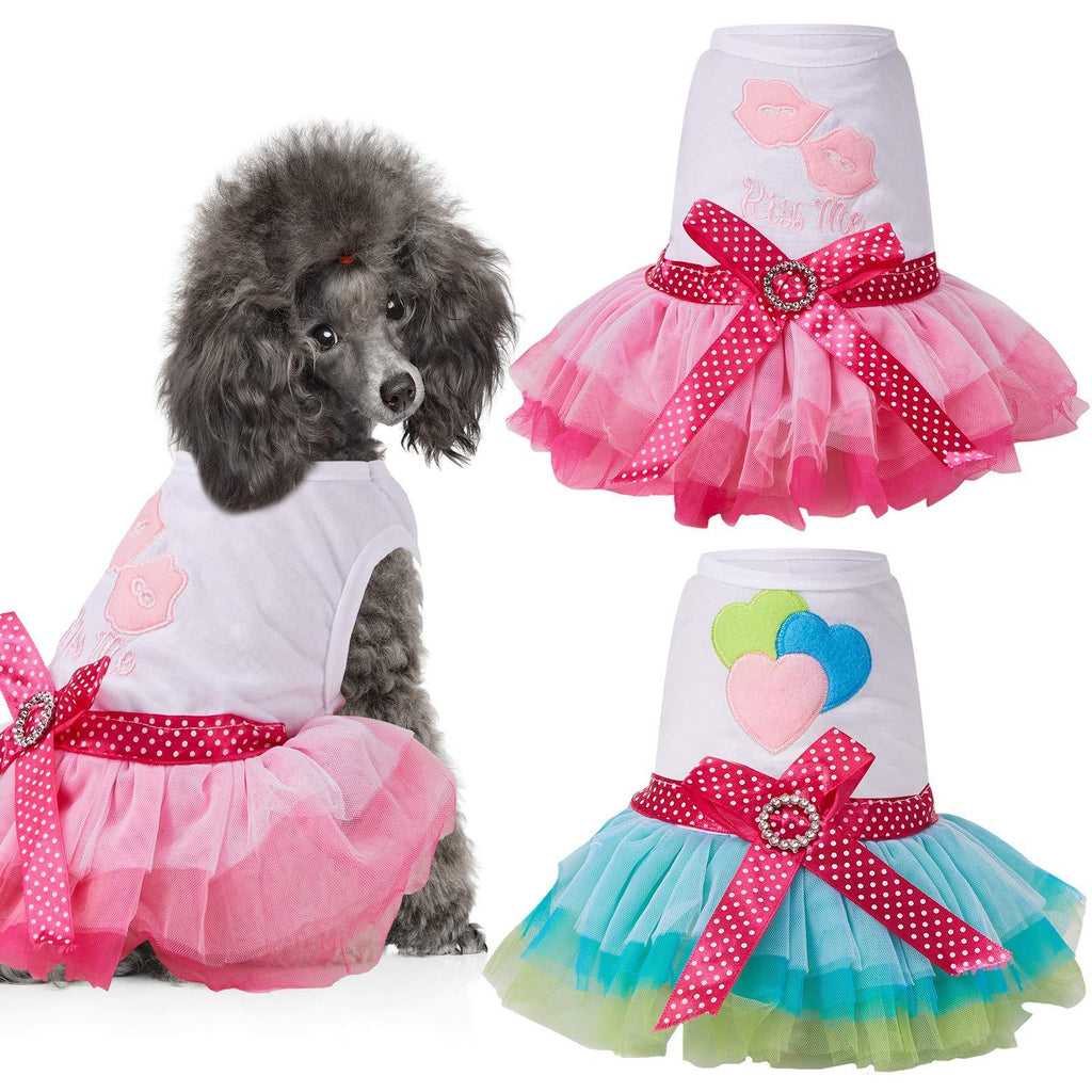 2 Pieces Dog Tutu Dress Cute Pet Skirt Puppy Princess Skirt Pet Summer Apparel for Small Dogs and Cats - PawsPlanet Australia