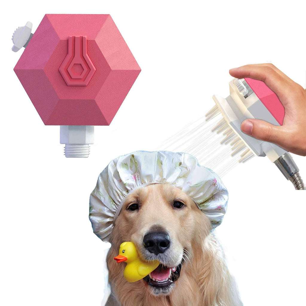 RUOXiAO 3 in 1 Pet Shower Nozzle Massage Tool,Water Sprinkler Brush Your Dogs and Cats,Washing Pets and Cleaning Tub Pink - PawsPlanet Australia