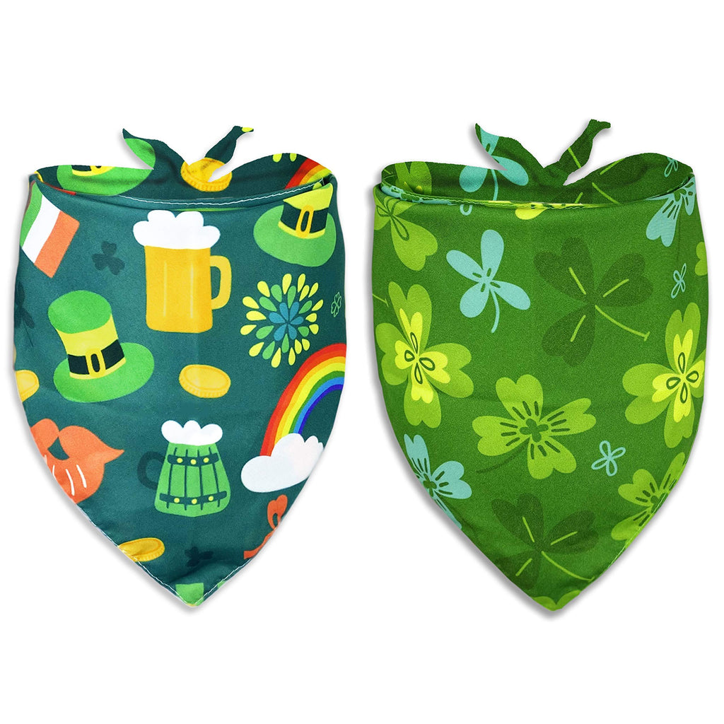 St. Patrick Dog Cat Bandana, Holiday 2 Pack Bandana Irish Rainbow Shamrock Scarfs for Small Medium Large Dogs Cats Pet Puppies (The Lucky One, Small) The Lucky One - PawsPlanet Australia