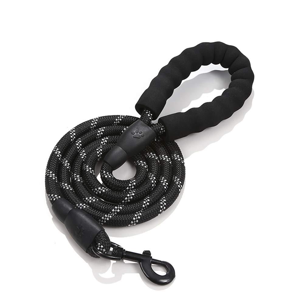 RAMBO 5 Ft Sturdy Dog Leash Comfortable Padded Handle and High Reflected Light for Medium to Large Dogs (Black) black - PawsPlanet Australia