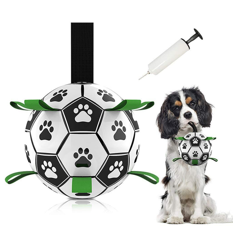 MordenApe Dog Soccer Ball, Dog Toy with Grab Tabs, Interactive Dog Toys for Tug of War, Dog Tug Toy, Dog Water Toy, Durable Dog Balls for Small & Medium Dogs (Black+White) Black+White - PawsPlanet Australia