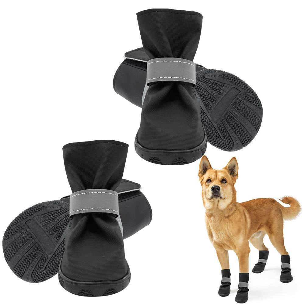 SCENEREAL Waterproof Dog Boots 2Pcs Dog Shoes Heavy-Duty Anti-Slip Pet Boots Adjustable Reflective Pet Paw Protector for Dog Small Medium Large Dog Wearing - PawsPlanet Australia