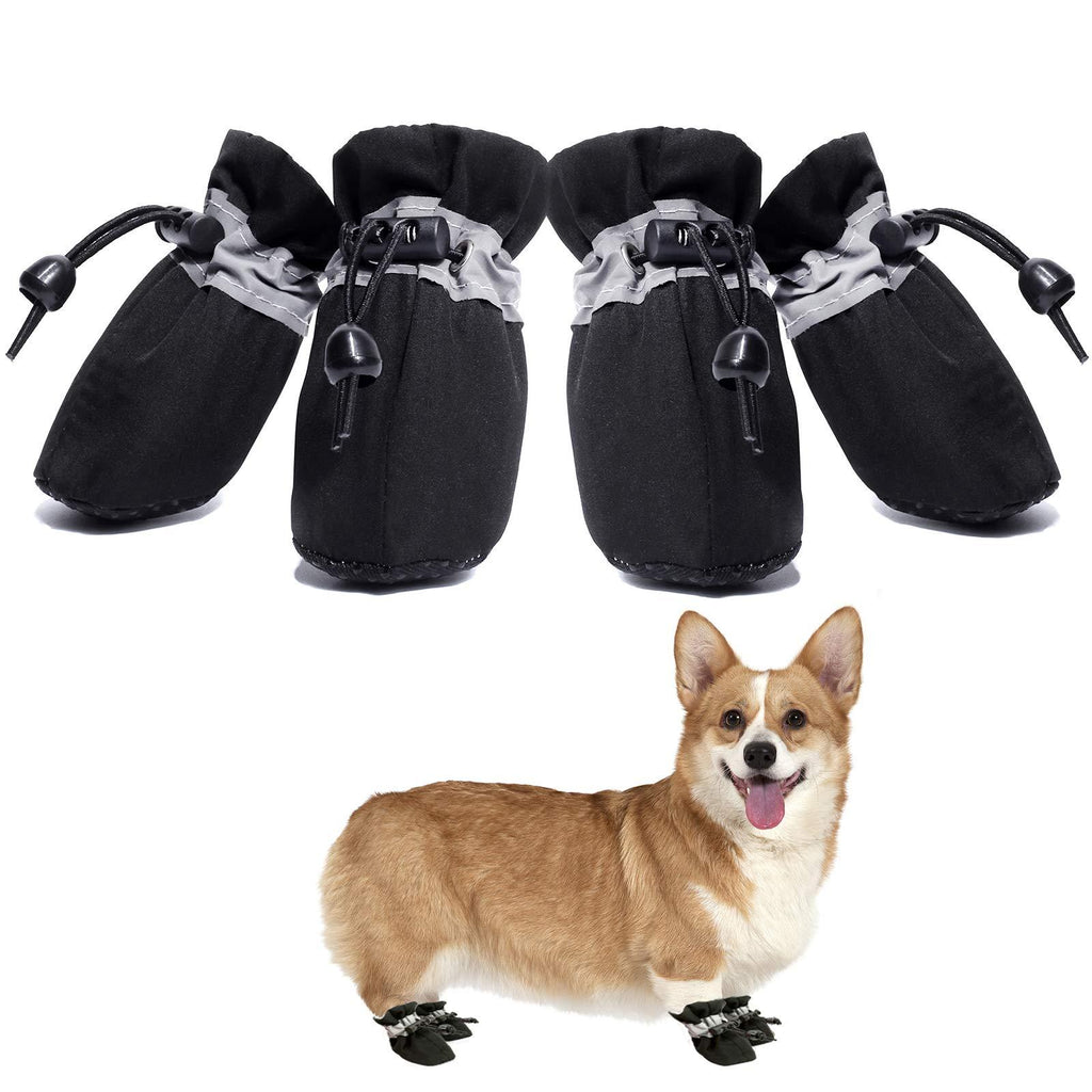 Dog Boots Anti-Slip Shoes Pet Paw Protector for Small Medium Dogs and Puppies 4PCS size 3: 1.37"(Width) Black - PawsPlanet Australia