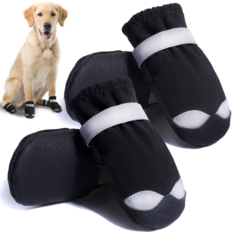 CALHNNA Dog Boots Waterproof Dog Shoes for Medium Large Dogs with Reflective Straps Anti-Slip Sole Paw Protectors 4PCS size 3: 1.8" Width Black - PawsPlanet Australia