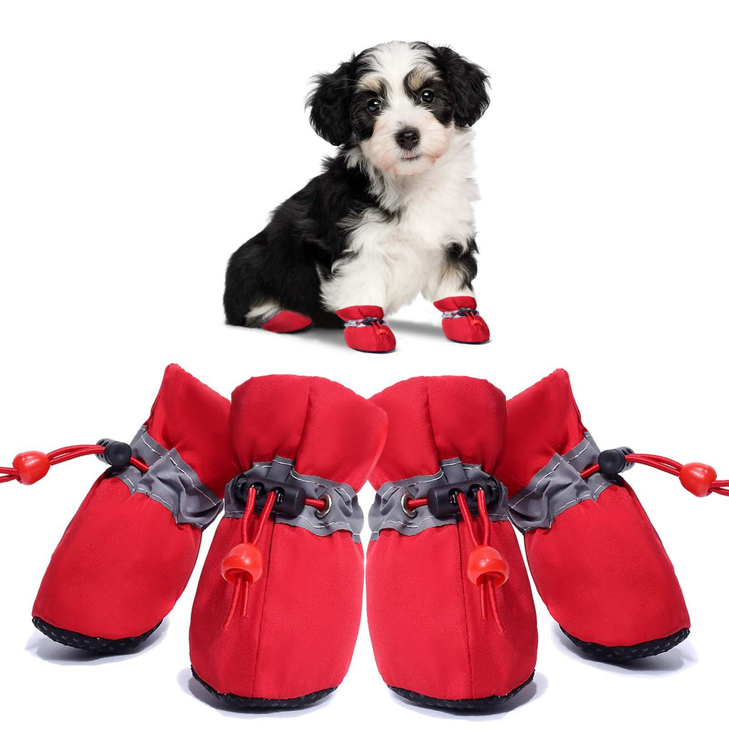 Dog Boots Anti-Slip Shoes Winter Paw Protector for Small Medium Dogs and Puppies 4PCS Size 5: 1.77"(Width) - PawsPlanet Australia