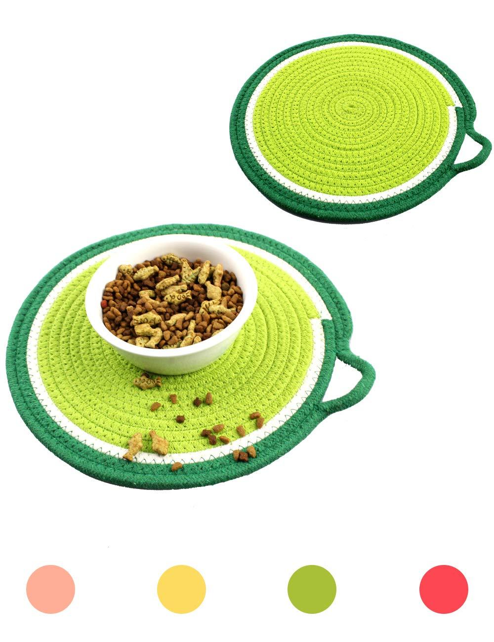 Ptlom Dog and Cat Medium and Small Placemat, Pet Food and Water Mat Suitable for Medium and Small Pets, Prevent Water and Food from Spilling, Cotton 12"*12" Kiwi - PawsPlanet Australia