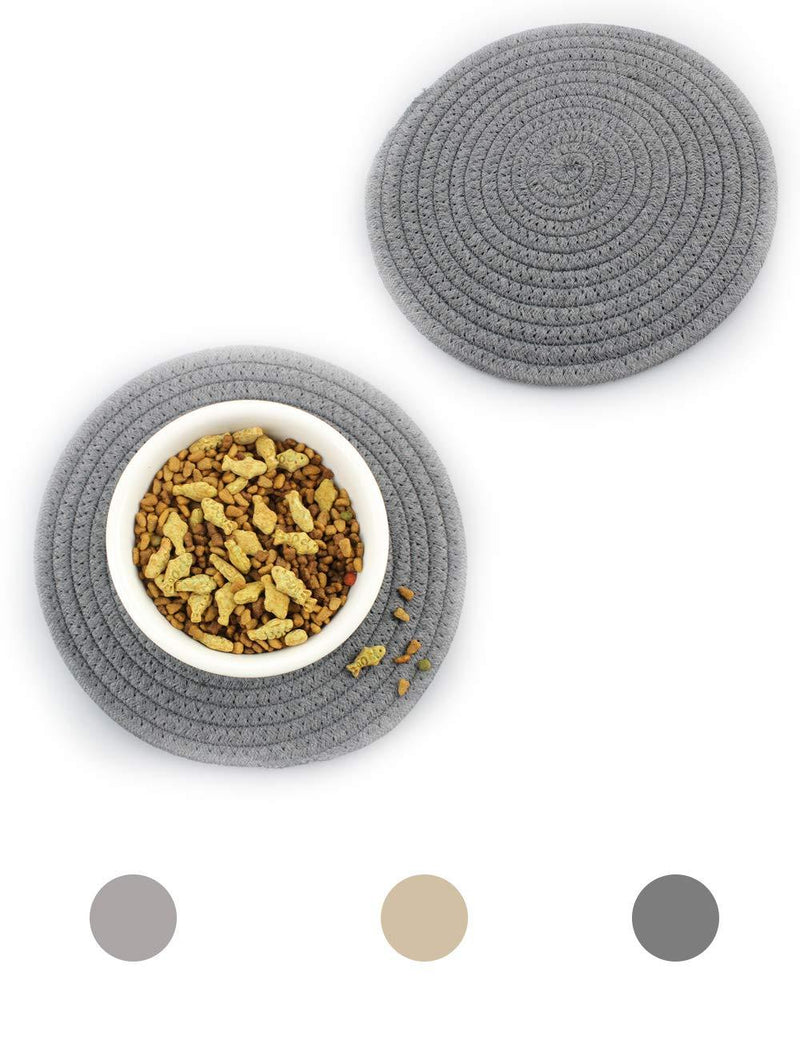 Ptlom Dog and Cat Medium and Small Placemat, Pet Food and Water Mat Suitable for Medium and Small Pets, Prevent Water and Food from Spilling, Cotton 9.5"*9.5" Dark gray - PawsPlanet Australia