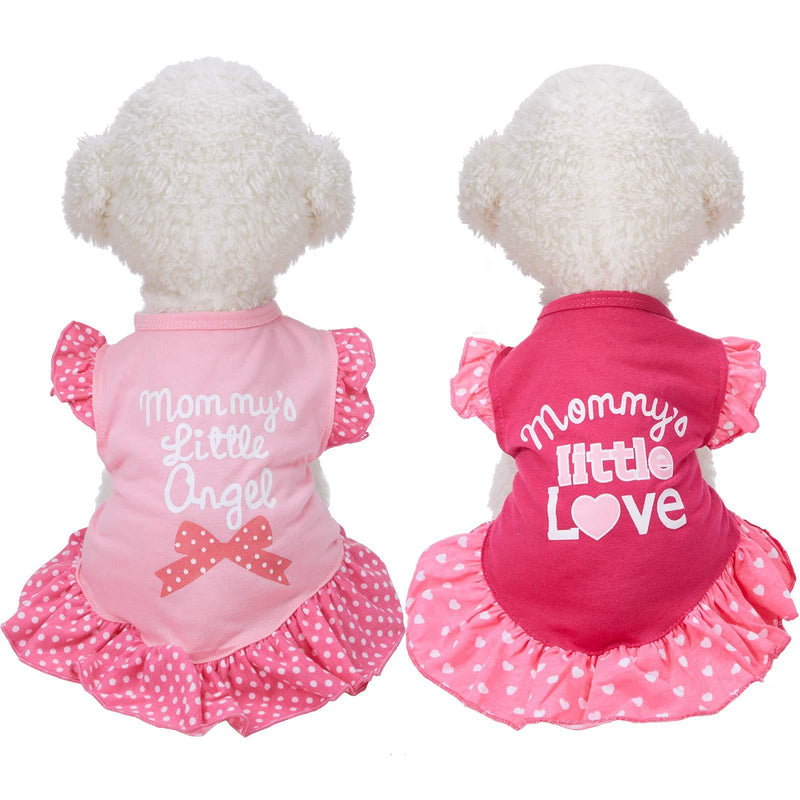 2 Pieces Pet Dress Shirt Puppy Skirt Cute Dog Dress Pet Summer Clothes Dog Apparel for Small Dogs and Cats (Love and Angel, Small) Love and Angel - PawsPlanet Australia