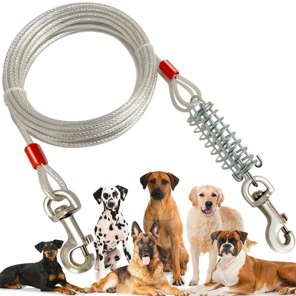 Pestairs Dog Tie Out Cable -20ft 30ft 50ft Tie Out Cable for Dogs with Durable Spring for Outdoor, Yard and Camping No Tangle Rust Proof Training Dog Leash for Medium to Large Dogs Up to 125 Lbs 20 ft Silver - PawsPlanet Australia