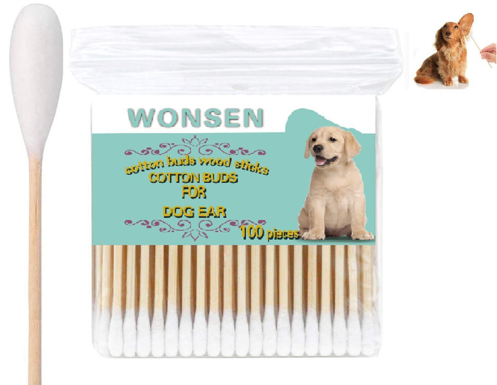 WONSEN Cotton Buds for Dog ，6 Inch Lengthen Cotton Swabs for Cleaning Dogs Ears Professional Large Cotton Buds for Dogs (100 Pieces) - PawsPlanet Australia