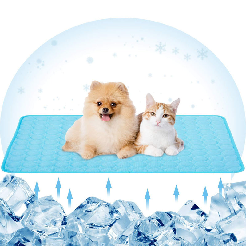 Pet Cooling Bed Mats Dog Cool Pads Washable Comfort Breathable for Dogs and Cats Indoor Outdoor, Keep Cool Ice Silk Sleeping Mat for Summer Hot Weather Large Blue - PawsPlanet Australia