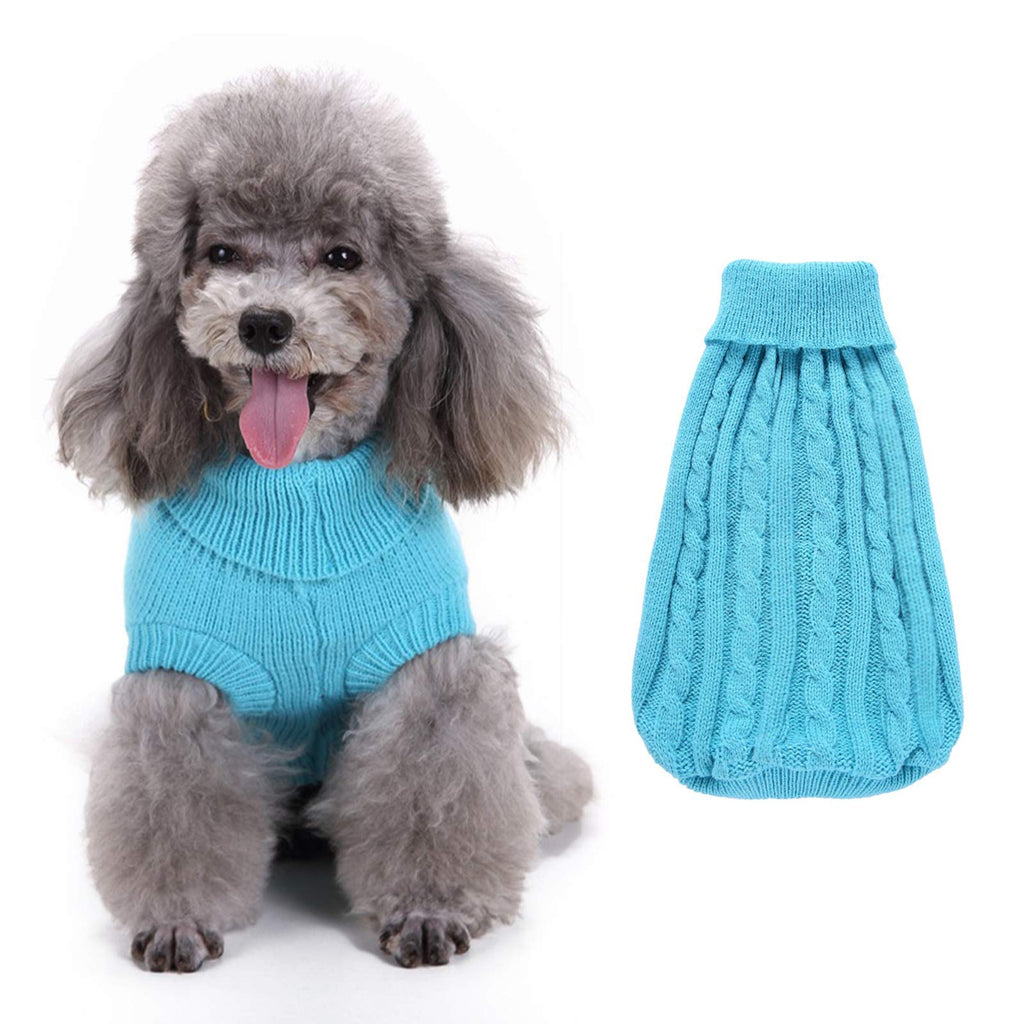 Dog Sweater Turtleneck Knitted Dog Sweaters for Small Dogs Girls Boys,Warm Puppy Sweaters Cute Dog Clothes Cat Sweater Blue - PawsPlanet Australia