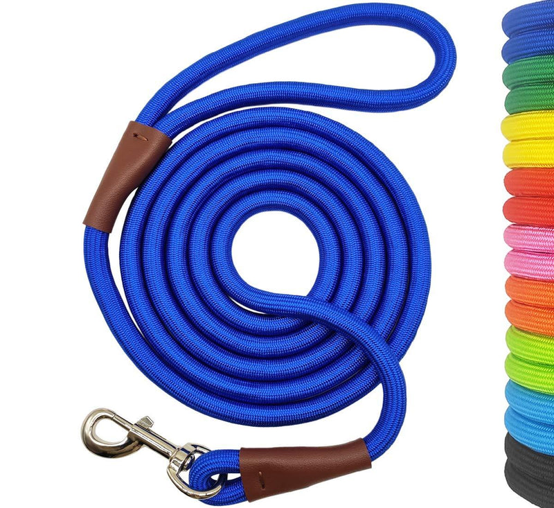 SEPXUFORE 6FT/8FT/10FT Rope Dog Leash, 7+ Colors Classic Leash, 1/4” and 1/2” Strong Nylon Climbing Leash with Leather Tailor Connection, for Small Medium Large Pets 1/2" x 6' dark blue - PawsPlanet Australia