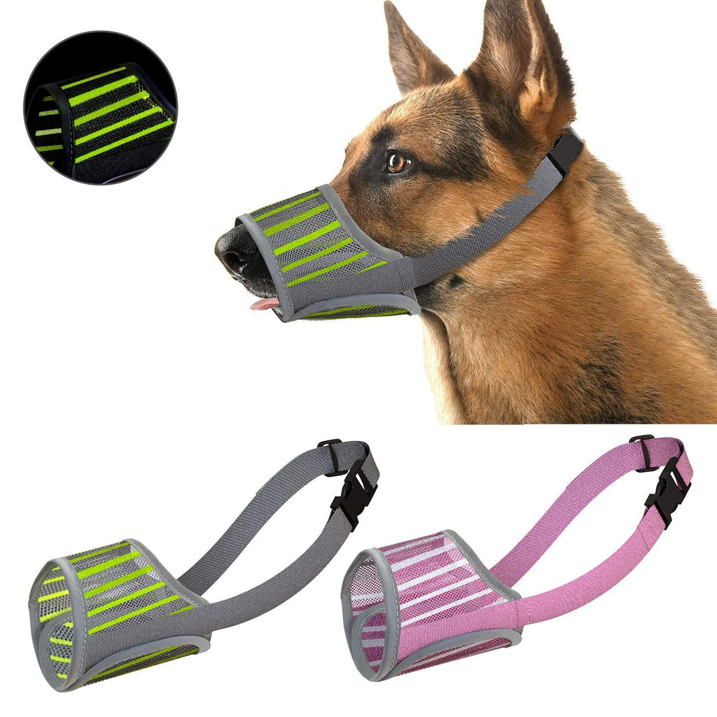 LIMINK Dog Muzzles for Large Dogs Biting Barking Chewing Secure Guard with Reflective Strips Adjustable Buckle Breathable Mesh (Gray) - PawsPlanet Australia
