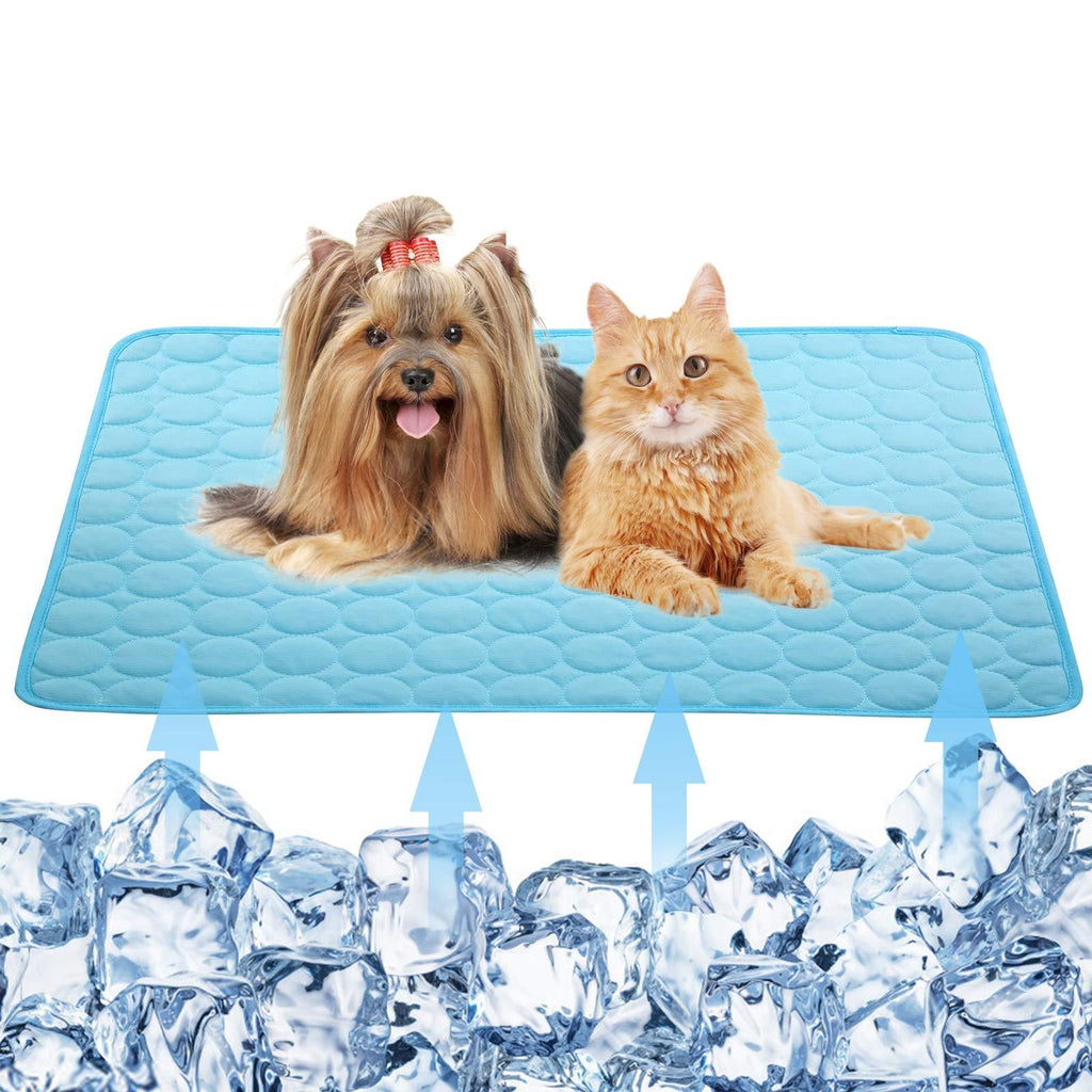 Dog Self Cooling Mat Pet,Breathable Summer Cooling Pads,WashableIce Silk Sleep Mat,Sleeping Kennel Mat Pad Non-Toxic Sleep Bed Mat for Large Dogs Cats Animal Blue - PawsPlanet Australia