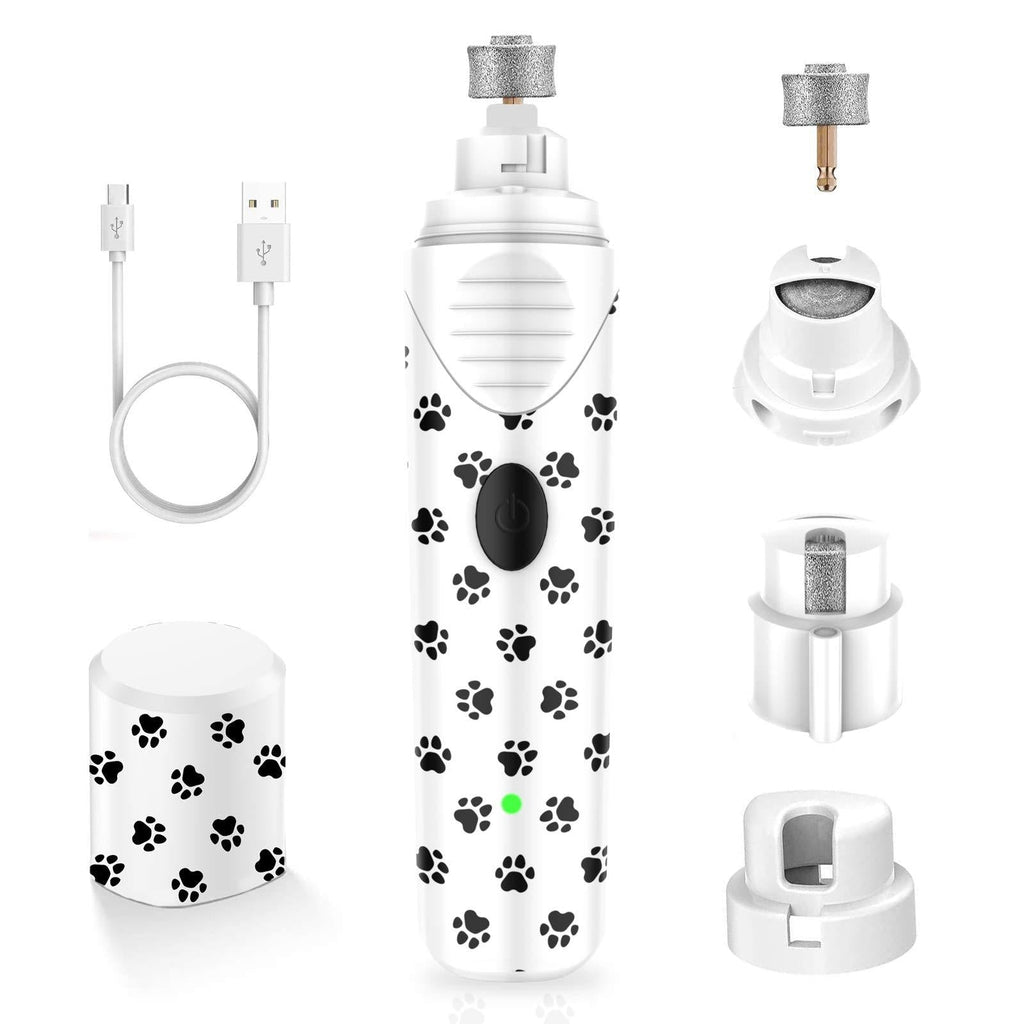 PBRO Dog Nail Grinder,Dog Nail Trimmer,Professional Two Speed Electric Pet Nail Grinder-Portable Rechargeable (with LED)-for Small Medium and Large Pets,Safe Painless Paws Grooming & Low Noise -White. - PawsPlanet Australia