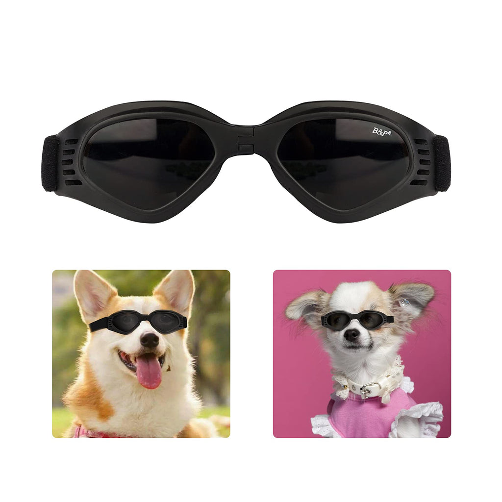 Dog Goggles for Small Dogs, Pet Sunglasses Adjustable Eye Wear Protection Windproof Sunglasses Black - PawsPlanet Australia