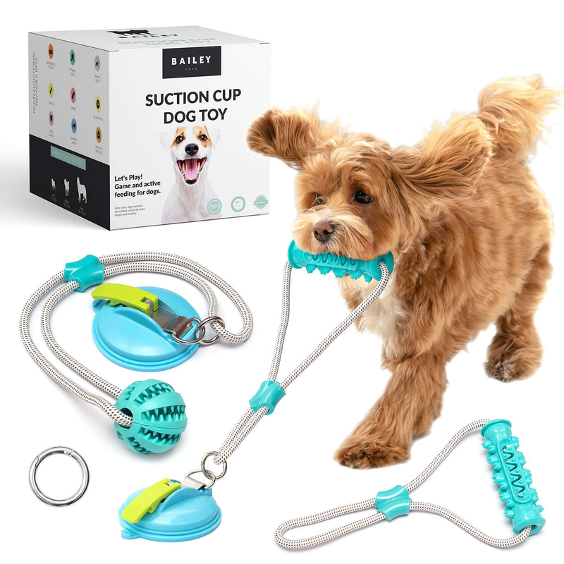 Suction Cup Dog Toys by BaileyToys Multifunction Interactive Set , Rubber Ball+Toothbrush Chew with Teeth Cleaning & Food Dispensing for Small Large Dogs Indoor & Outdoor 3in1 Strong Ropes Toy NEW JOY - PawsPlanet Australia