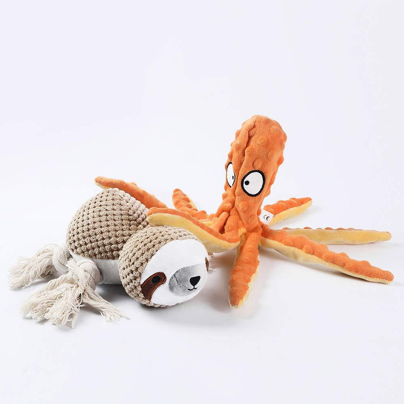 2 Pack Squeaky Dog Toys-Sloths Puppy Teething Chew Toys & Octopus Puppy Toys, No Stuffing Interactive Dog Toys, Lightweight Dog Chew Toys, Comfortable Touching Puppy Toy, Durable Tug Toy for Dogs - PawsPlanet Australia