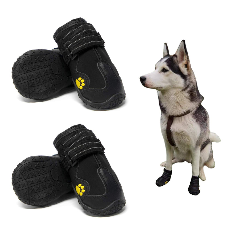 MIEMIE Dog Boots,Waterproof Dog Shoes,Dog Booties with Reflective Rugged Anti-Slip Sole and Skid-Proof,Outdoor Dog Shoes for Small Medium and Large Dogs 4Pcs Size 2:2.4"x1.6"(L*W)for 14-27 lbs Black - PawsPlanet Australia